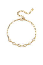 Bracciale a maglie con pietre rotonde di zirconi