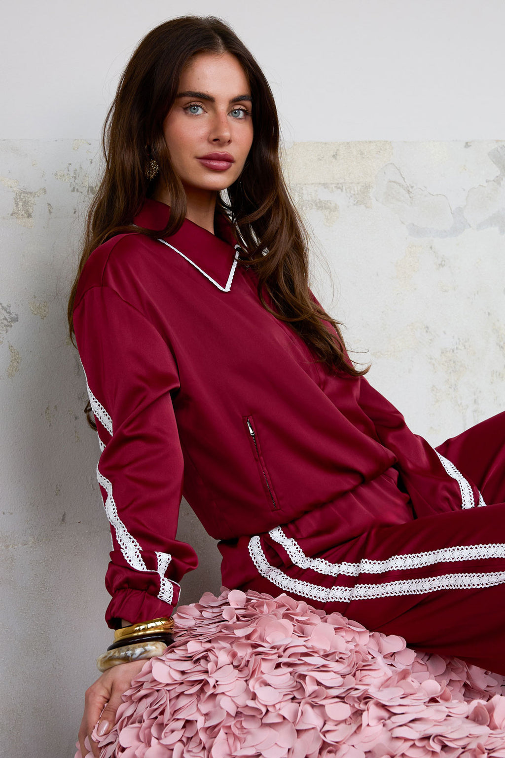 Giubbotto Donna in Fibra di Poliestere Tessuta Sportivo Contrasto di Colori Set da 2 Pezzi