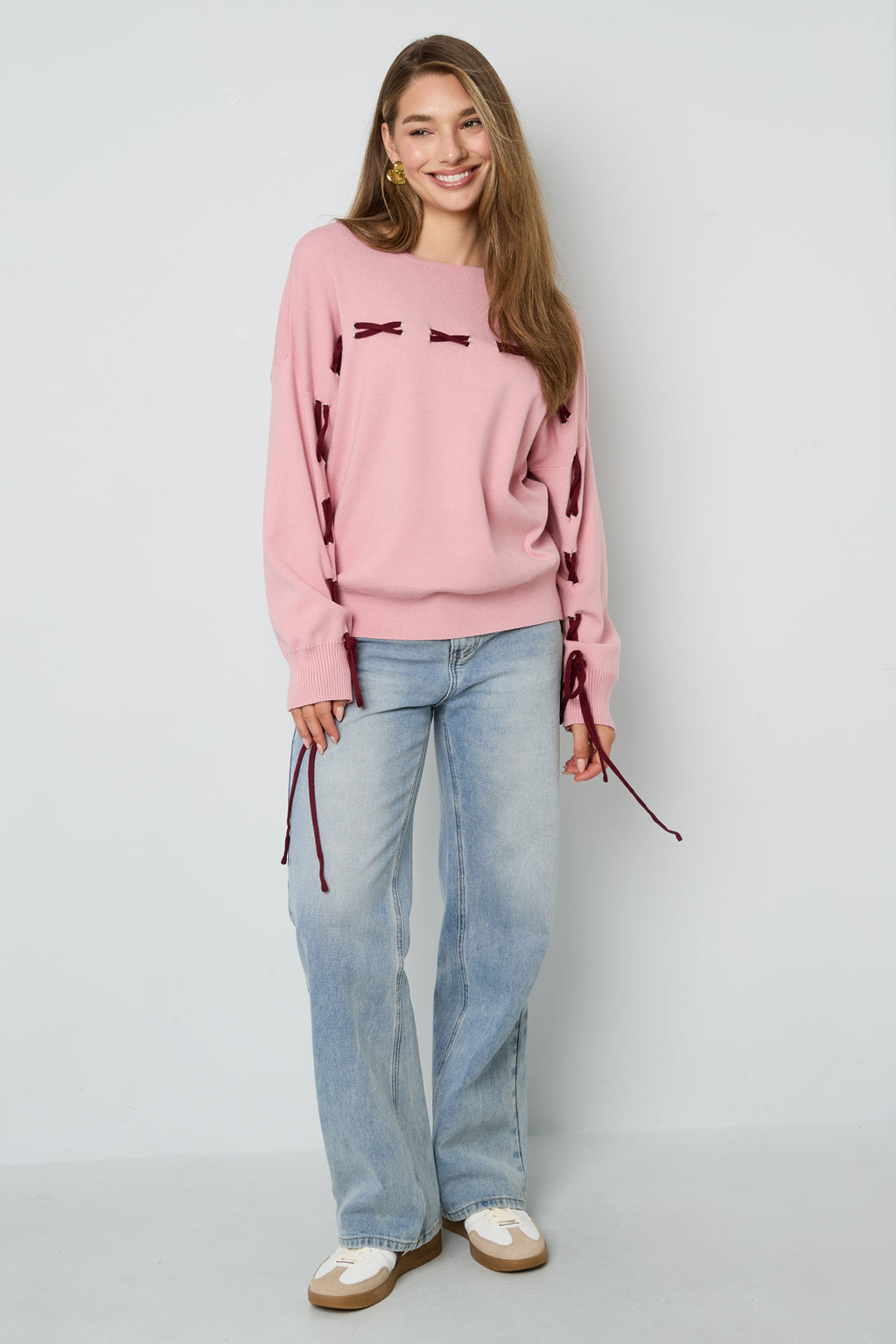 Maglione Donna in Viscosa Intrecciata Stile Casual Contrasto di Colori