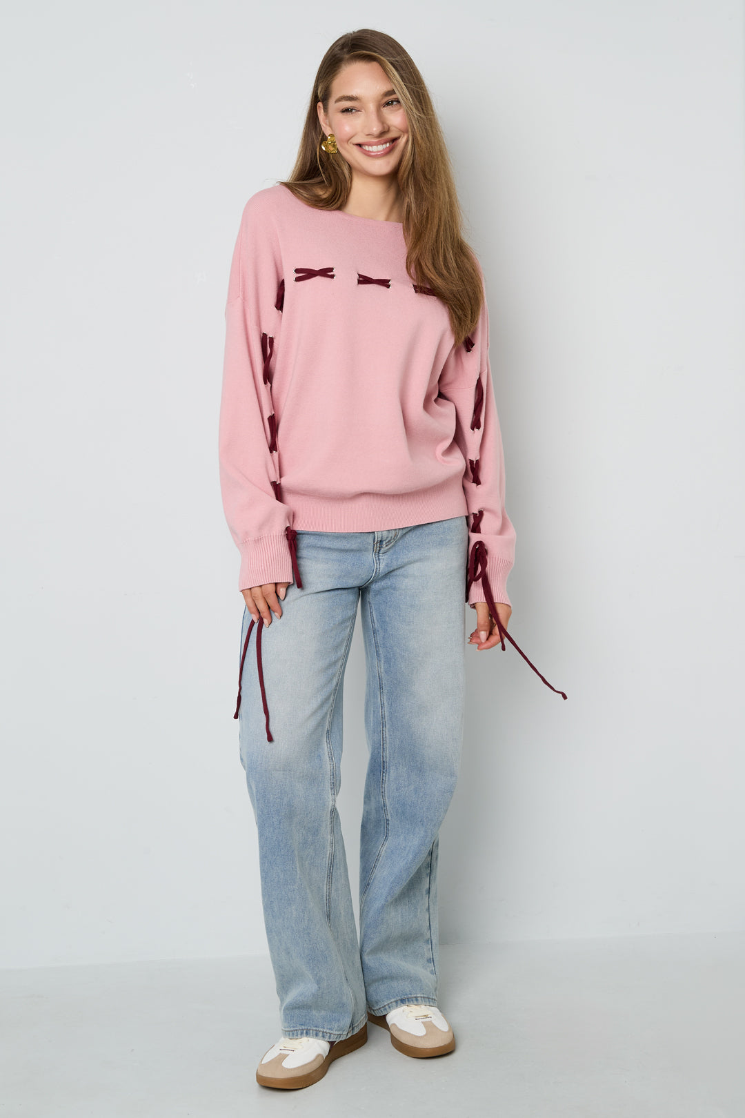 Maglione Donna in Viscosa Intrecciata Stile Casual Contrasto di Colori