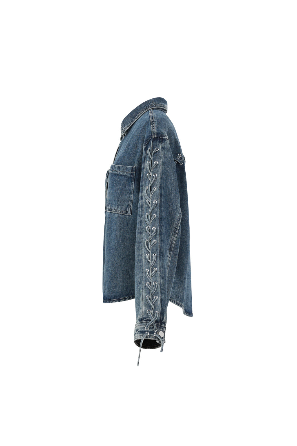 Cotone Tessuto Giacca Di Jeans Donna Casual Con Lacci