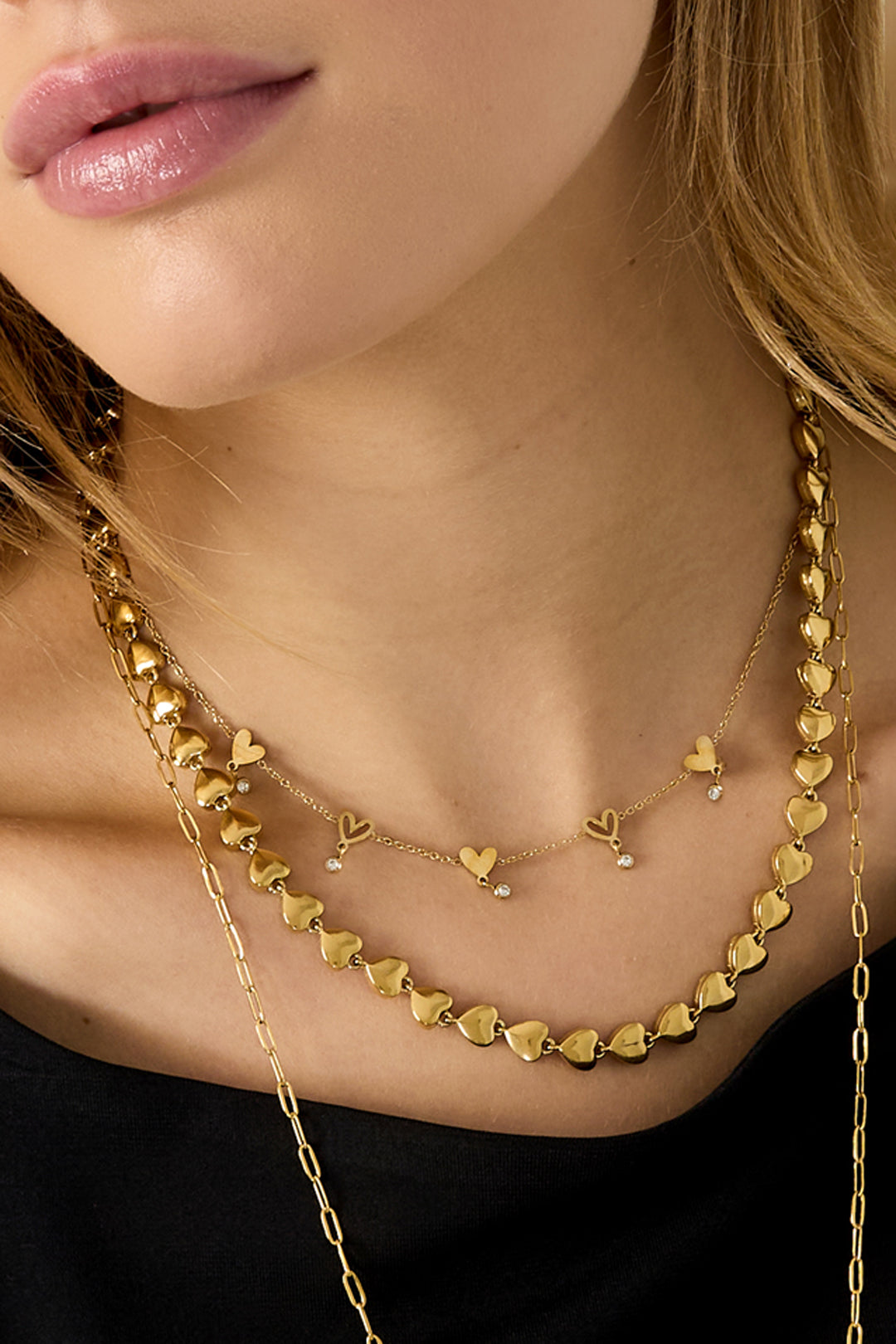 Collane a catena in acciaio inossidabile con cuore, casual, quotidiane, semplici, gioielli da donna