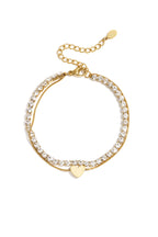 Bracciale doppio con cuore minimalista e pietre di zirconi
