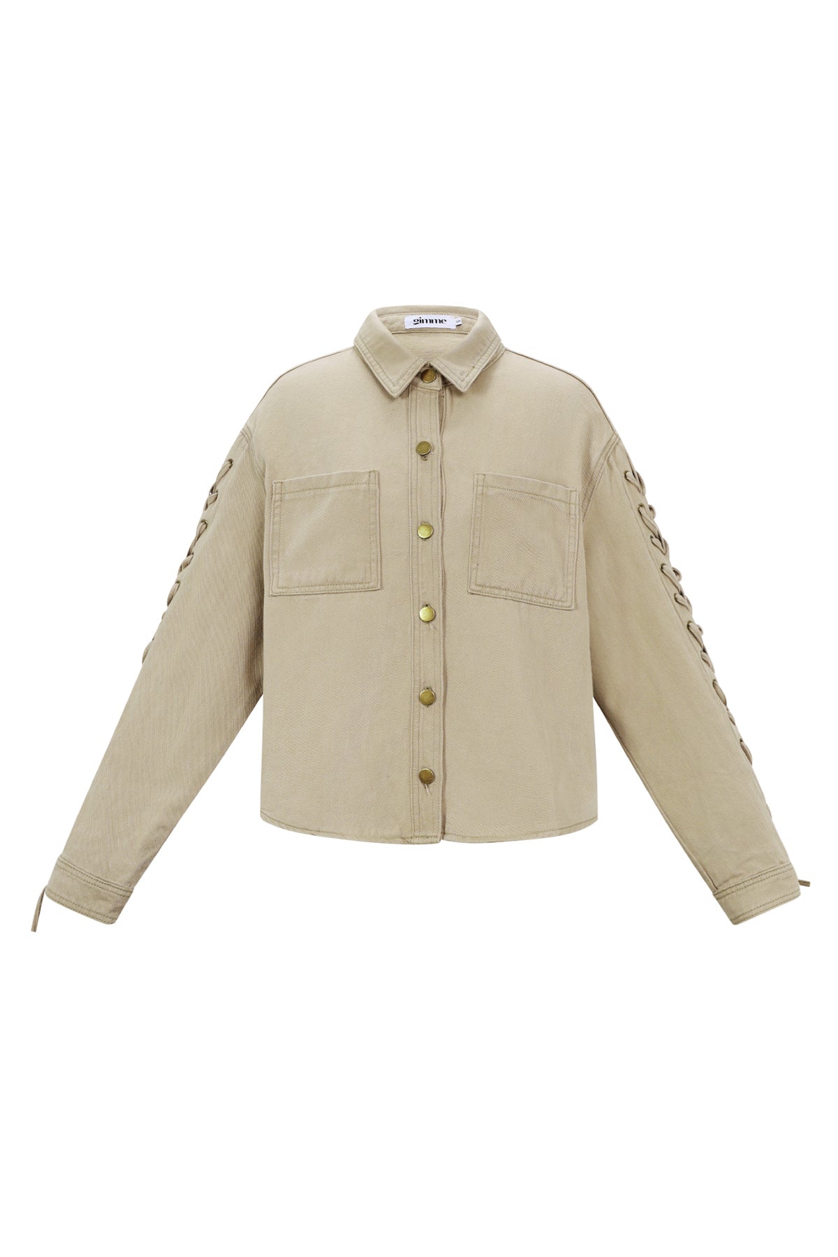 Cotone Tessuto Giacca Di Jeans Donna Casual Con Lacci