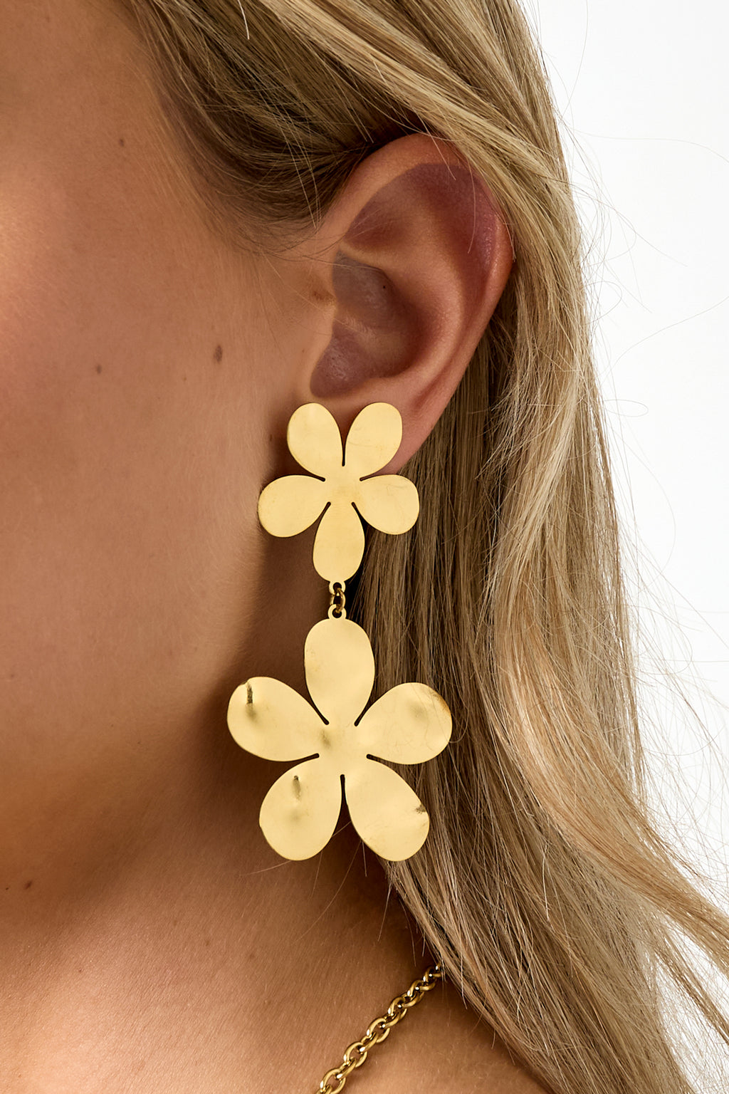 Orecchini pendenti in acciaio inossidabile, stile casual, semplici, da donna, serie "Fiore"