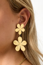 Orecchini pendenti in acciaio inossidabile, stile casual, semplici, da donna, serie "Fiore"