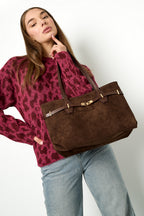 Borse tote tinta unita casual scamosciate accessori quotidiani