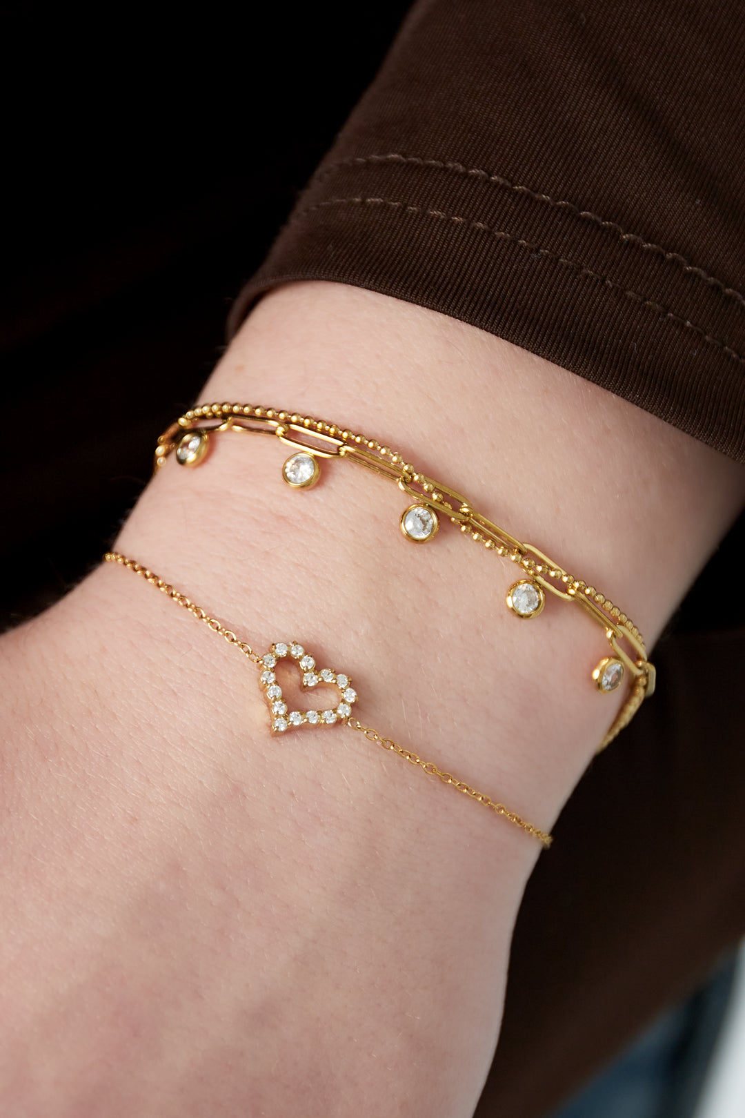Bracciale a forma di cuore con strass