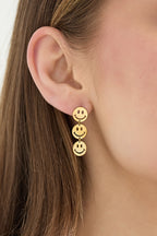 Orecchini pendenti in acciaio inossidabile con volto sorridente, serie casual e semplice, gioielli da donna