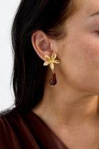 Orecchini pendenti in acciaio inossidabile a forma di fiore, serie casual e semplice per tutti i giorni, gioielli da donna