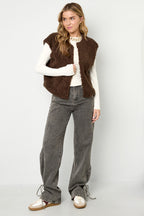 Woven Polyester Fiber Gilet Donna Casual Solid Color Fall/Winter