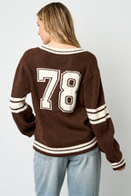 Maglione Donna Girocollo in Maglia Fibra di Poliestere Sportivo Righe Contrastanti
