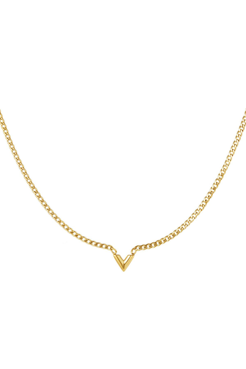 Collana in acciaio inossidabile Lettera V Gold Stainless Steel