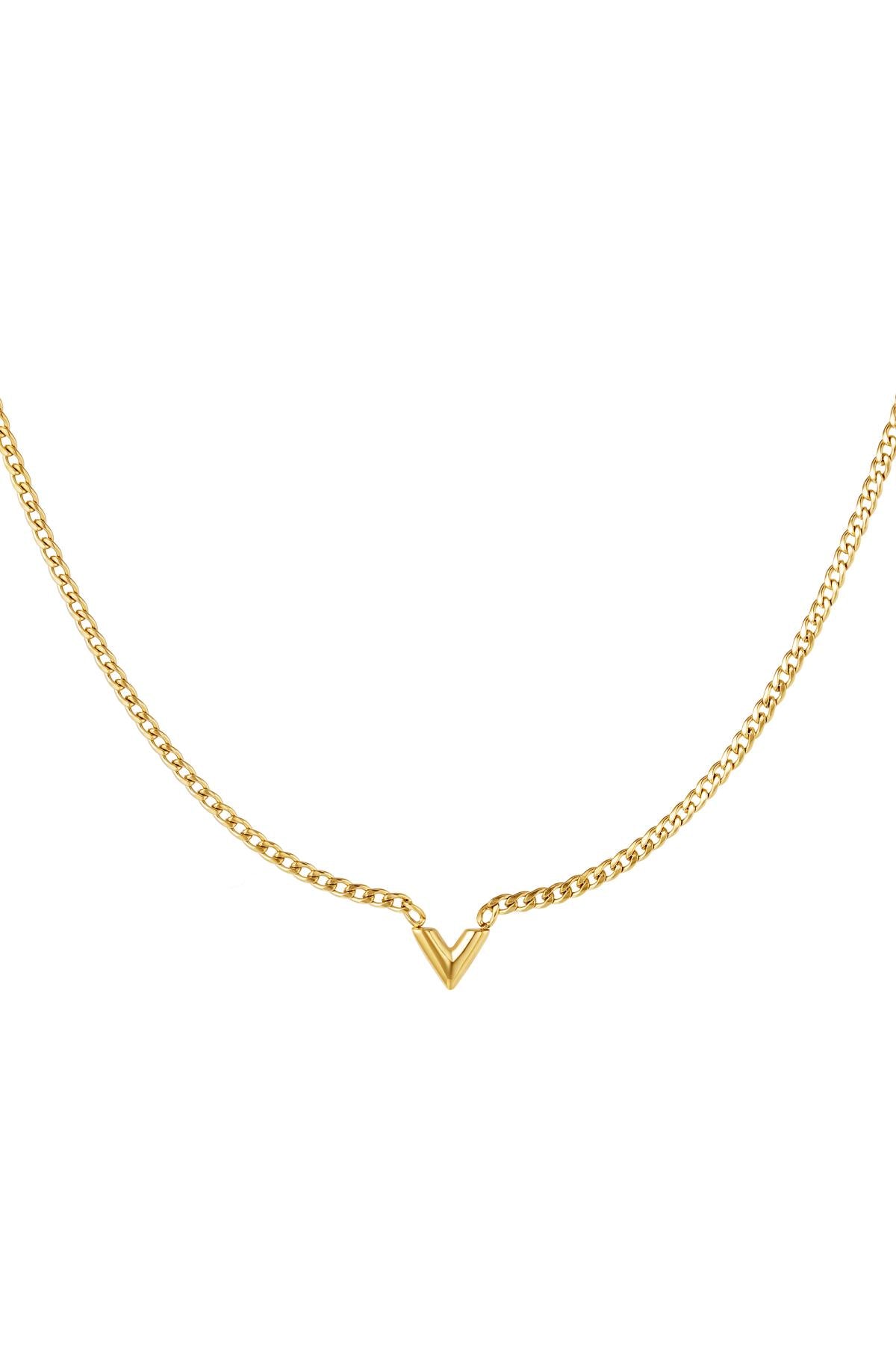 Collana in acciaio inossidabile Lettera V Gold Stainless Steel