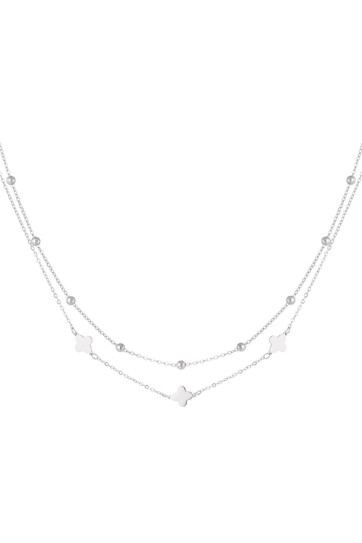 collana doppio trifoglio/sfere