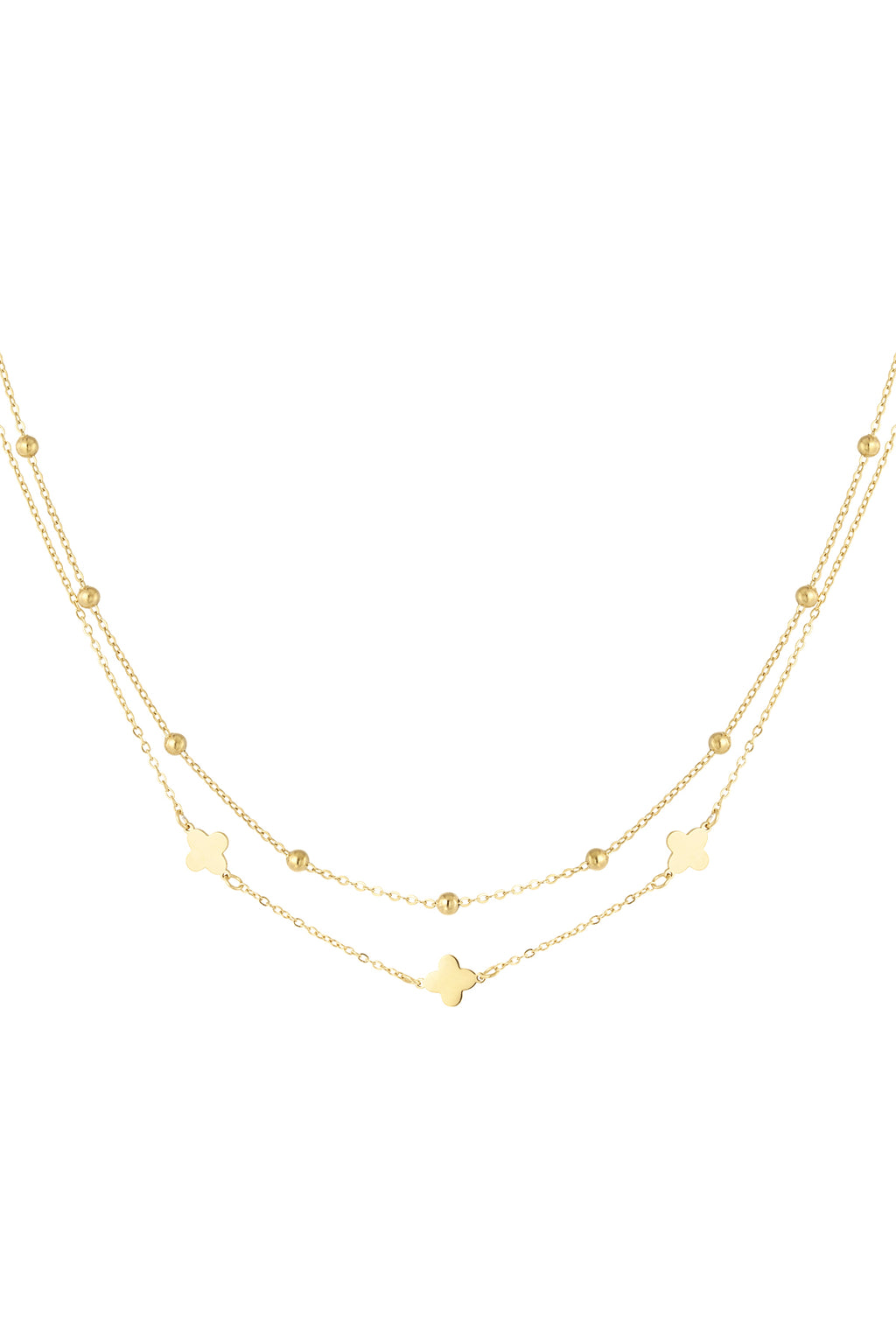 collana doppio trifoglio/sfere