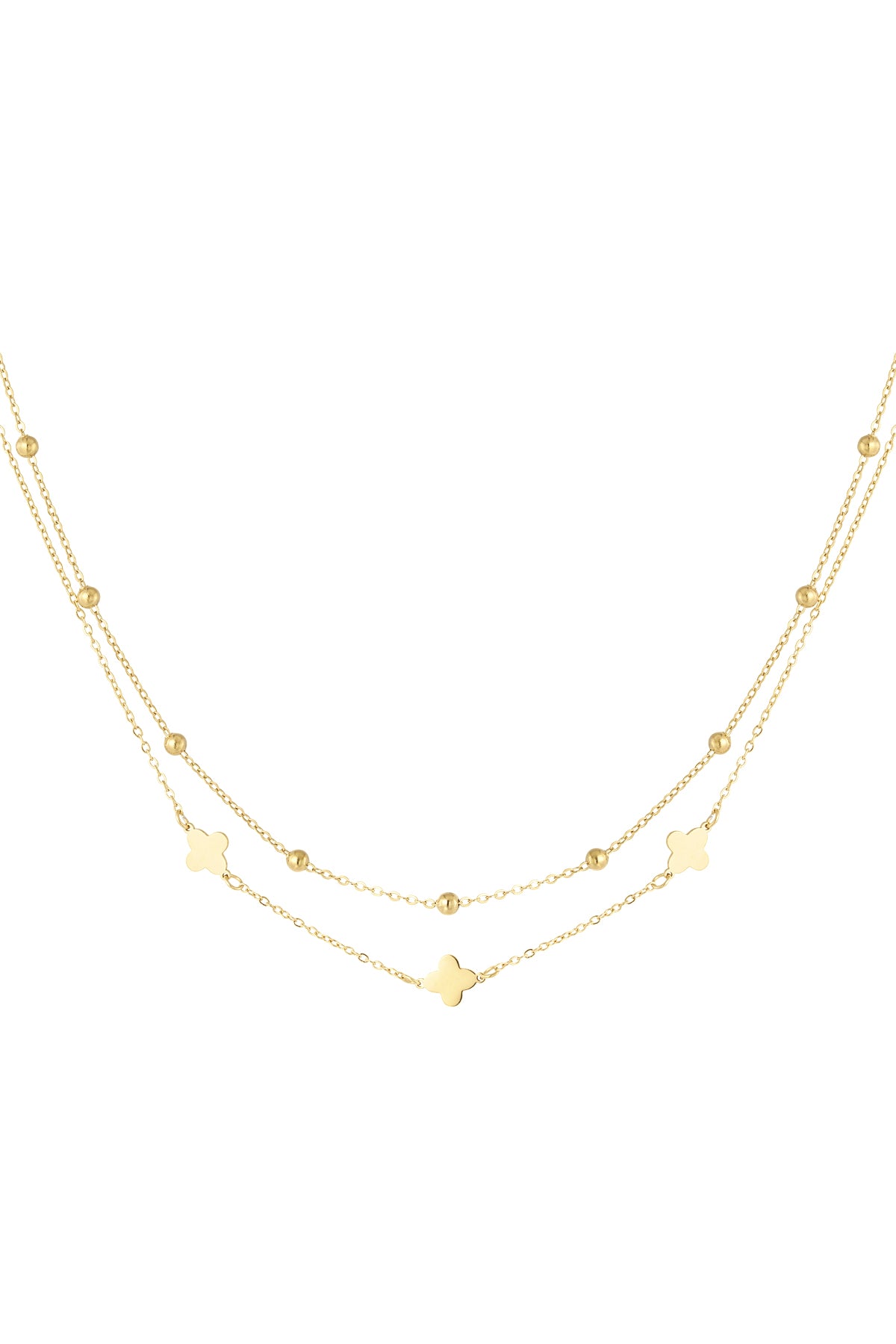 collana doppio trifoglio/sfere