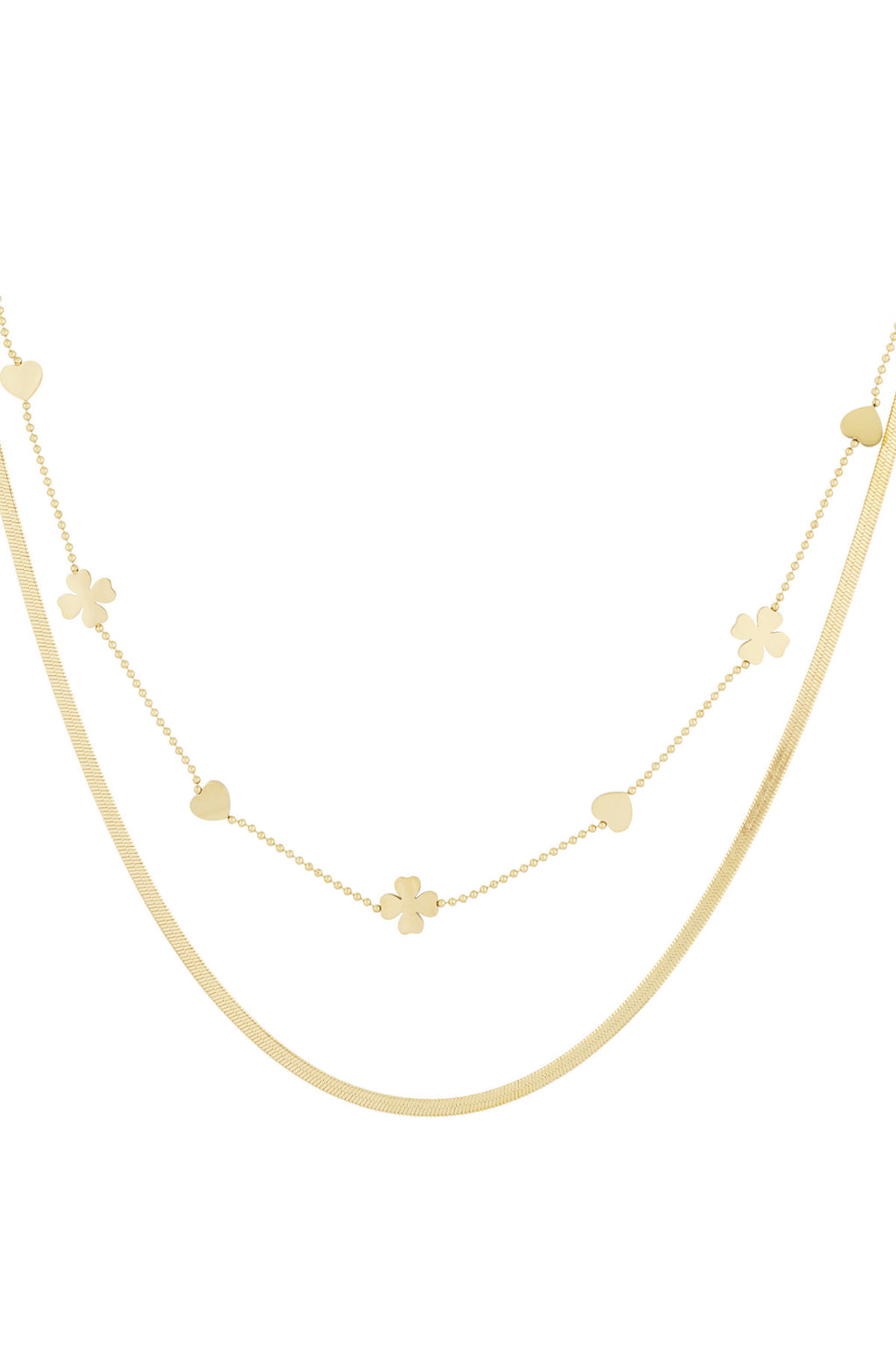 collana doppia trifoglio cuore