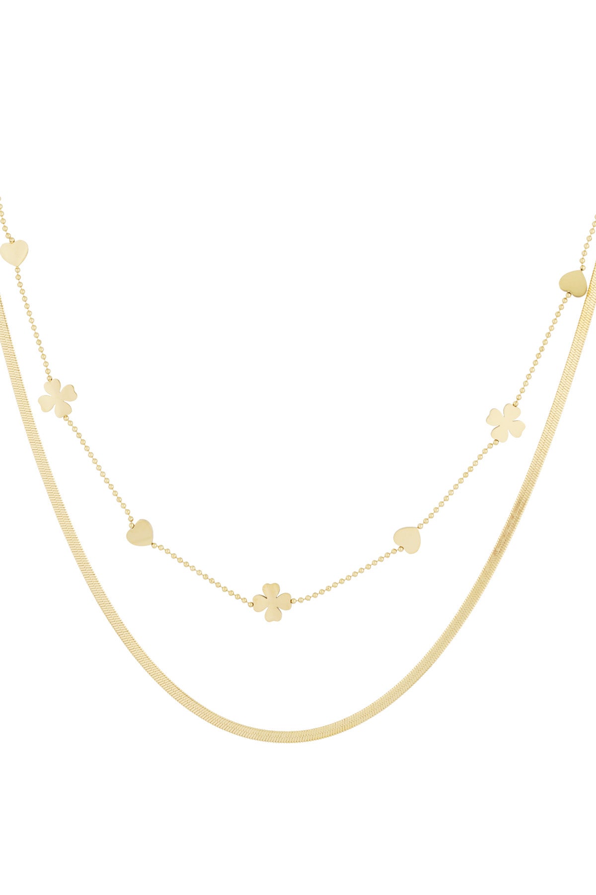 collana doppia trifoglio cuore
