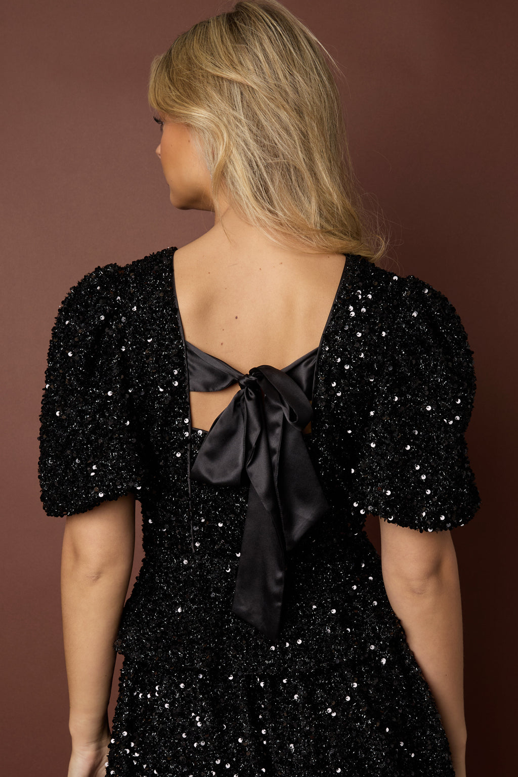 Tessuto Fibra di Poliestere Donne Top a Manica Corta Elegante Paillettes