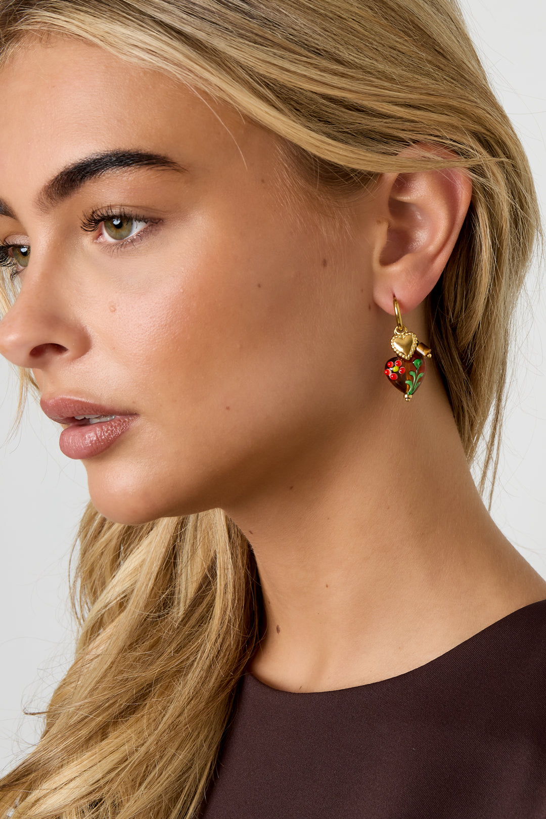 Orecchini pendenti in acciaio inossidabile a forma di cuore, casual, quotidiani, semplici, da donna