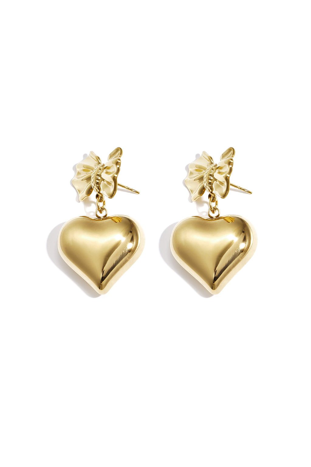 Orecchini a fiocco con cuore pendente