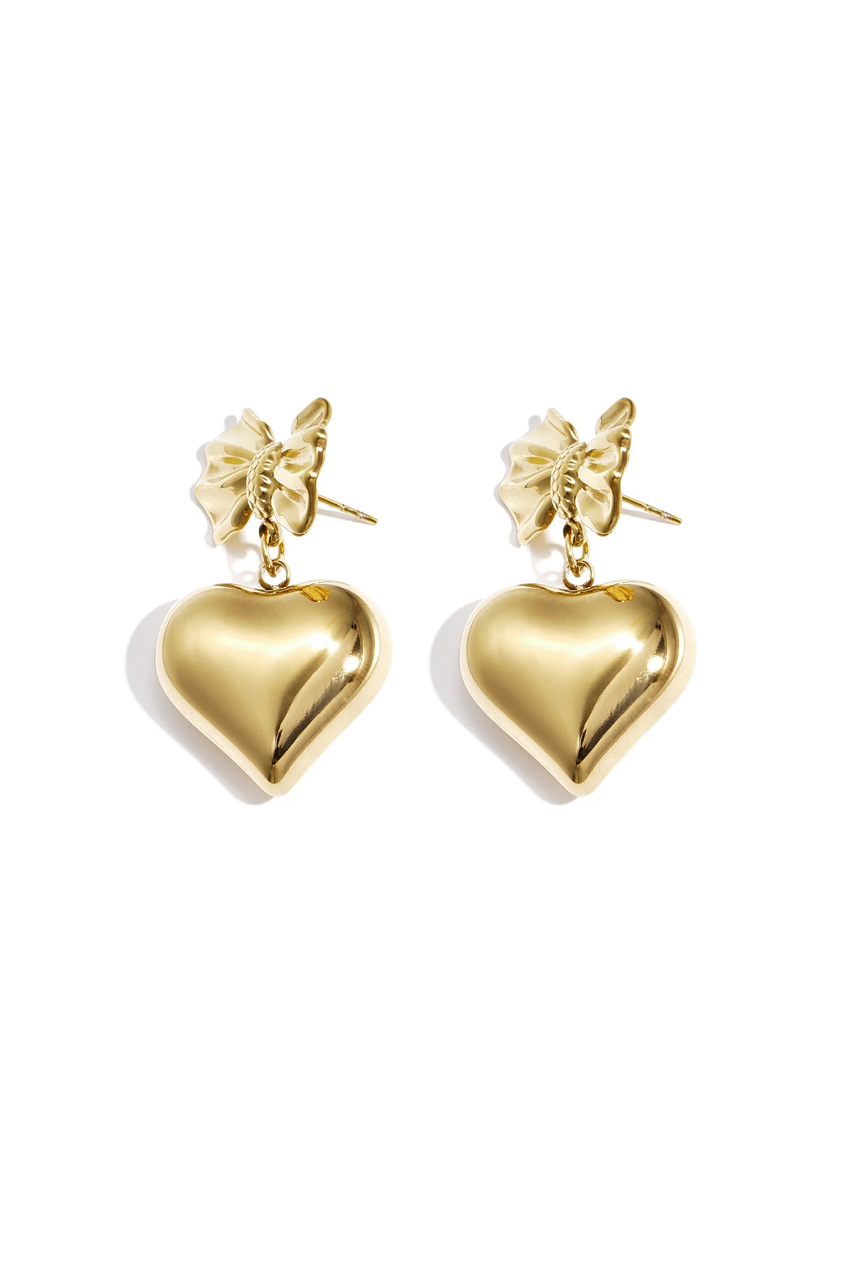 Orecchini a fiocco con cuore pendente