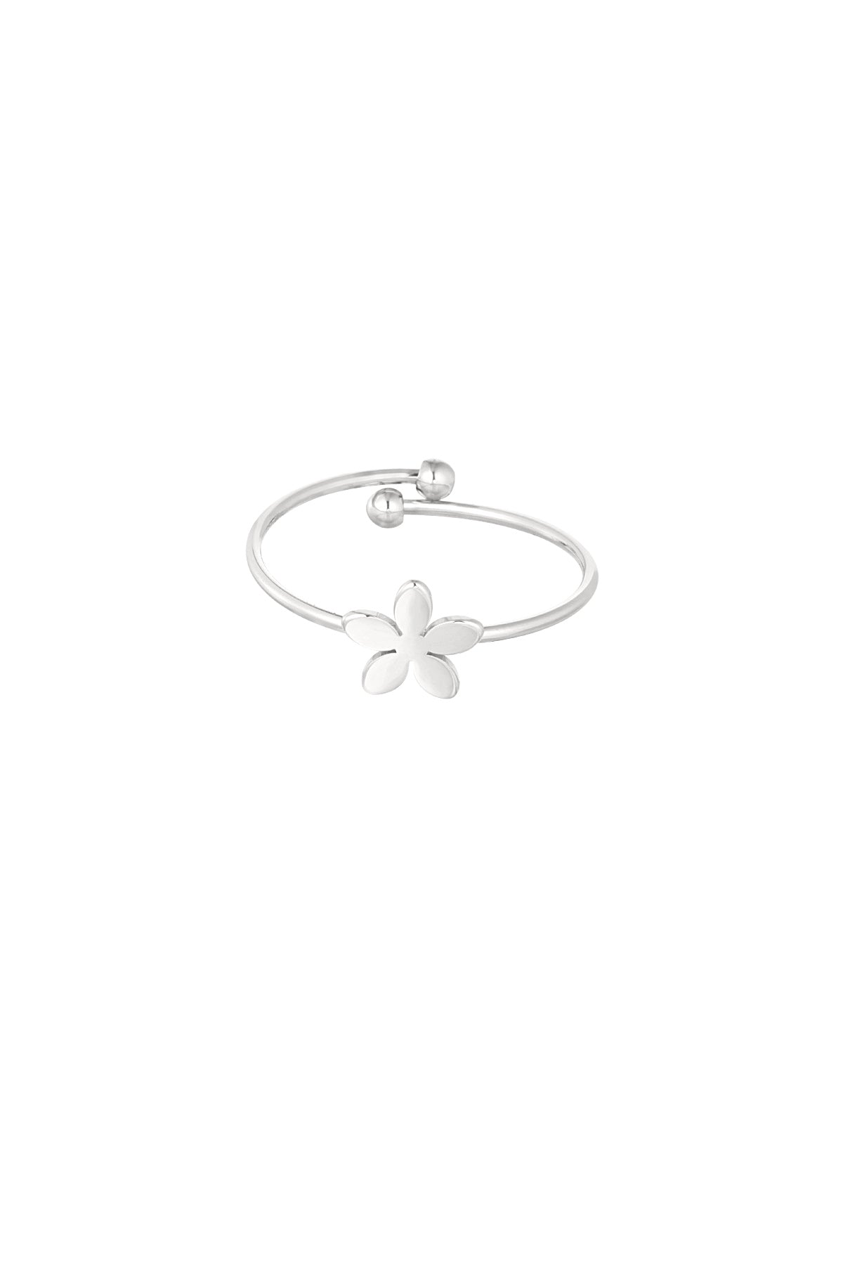 Anello basic tinta unita con fiore