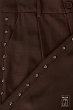 Tessuto Fibra di Poliestere Donna Pantaloni Larghi Eleganti Colore Puro Autunno/Inverno