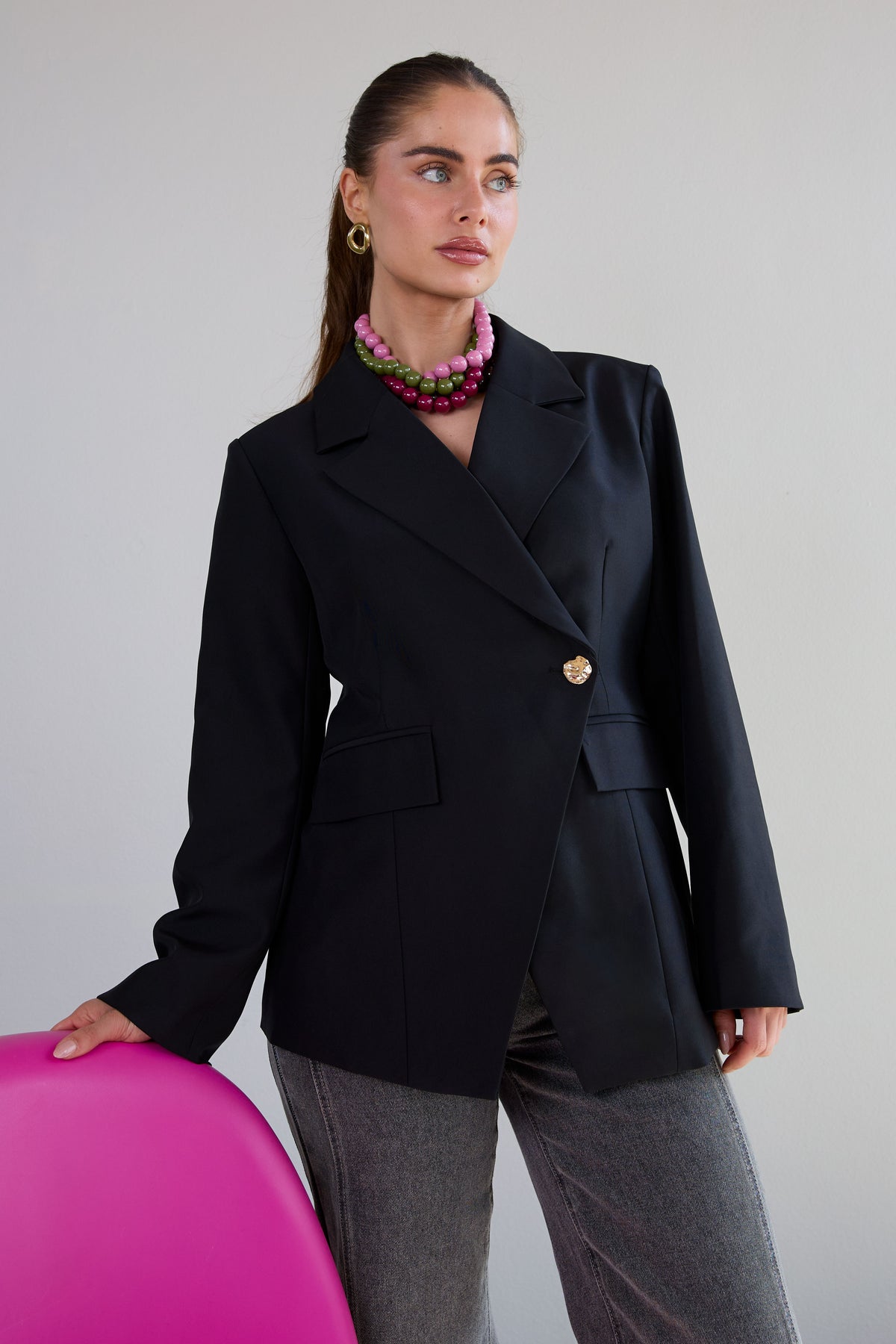 Tessuto Fibra di Poliestere Abito da Donna Elegante Colore Puro Autunno/Inverno