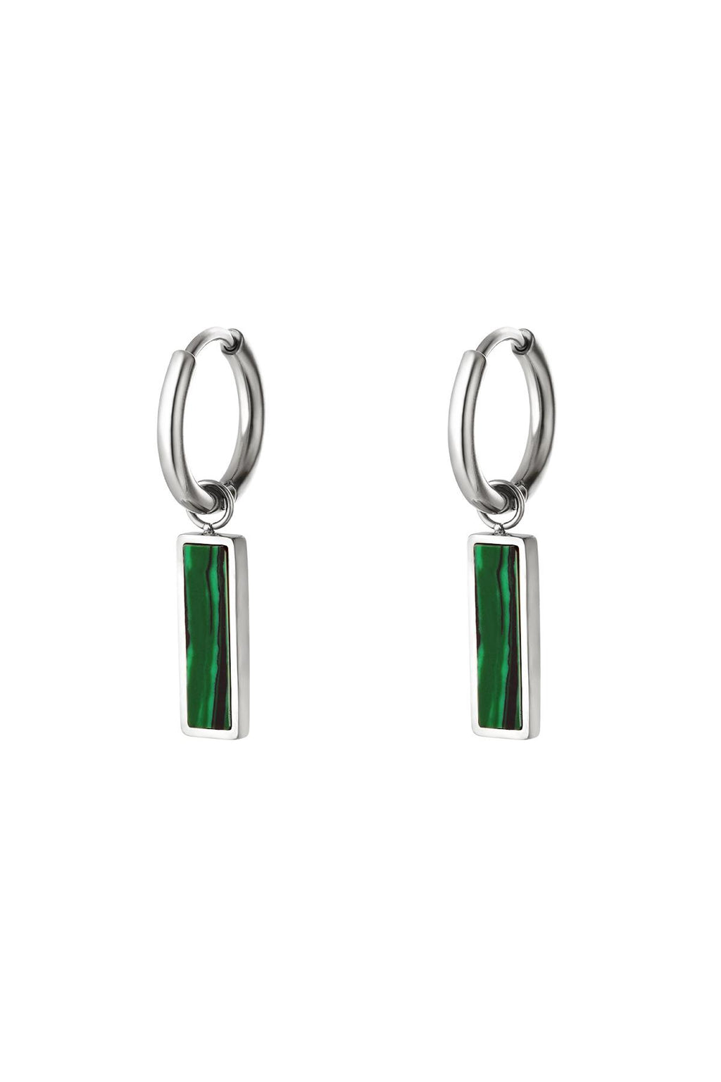 Orecchini a barra verdi Gold Stainless Steel
