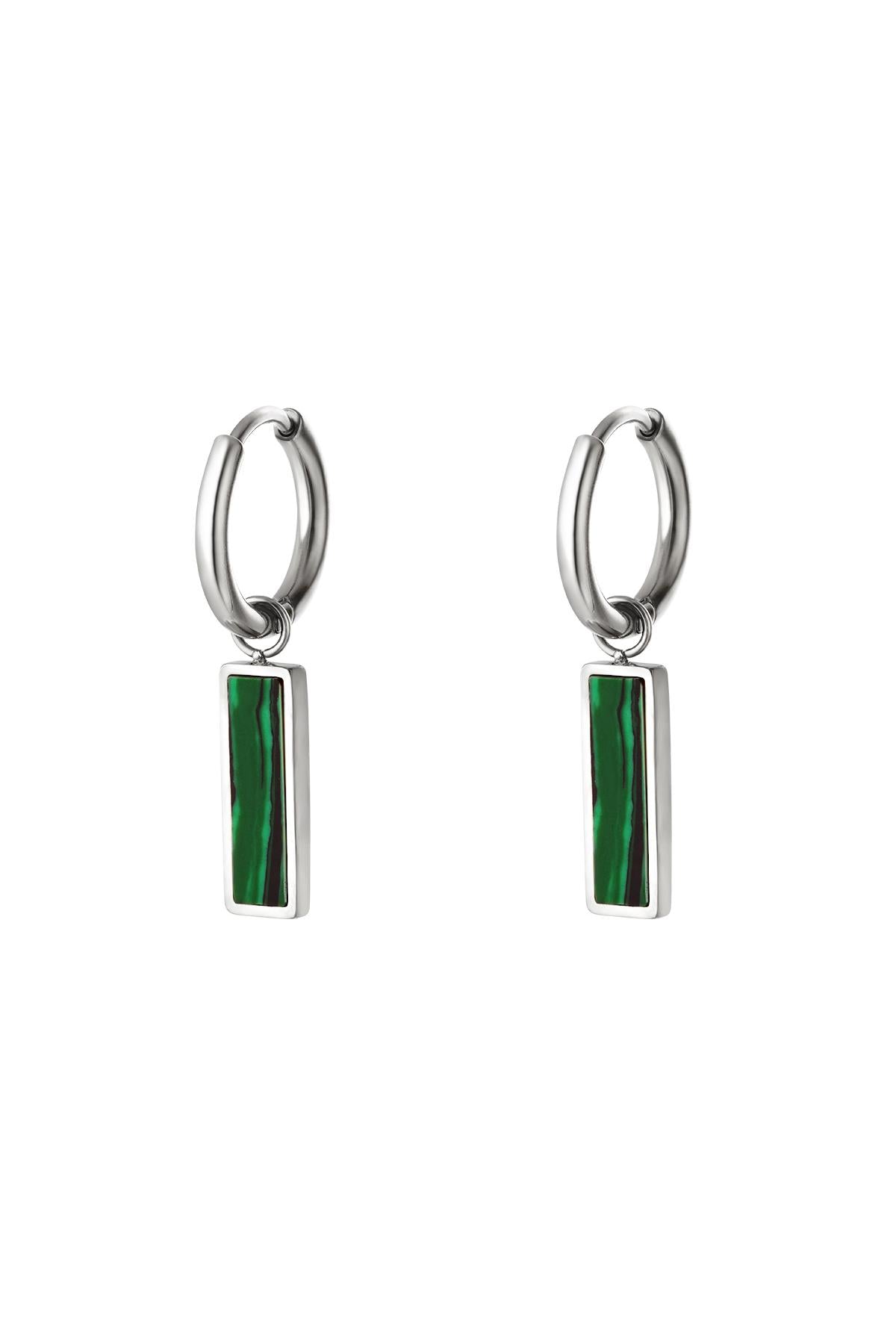 Orecchini a barra verdi Gold Stainless Steel