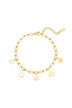 Bracciale con più emoticon Gold Stainless Steel