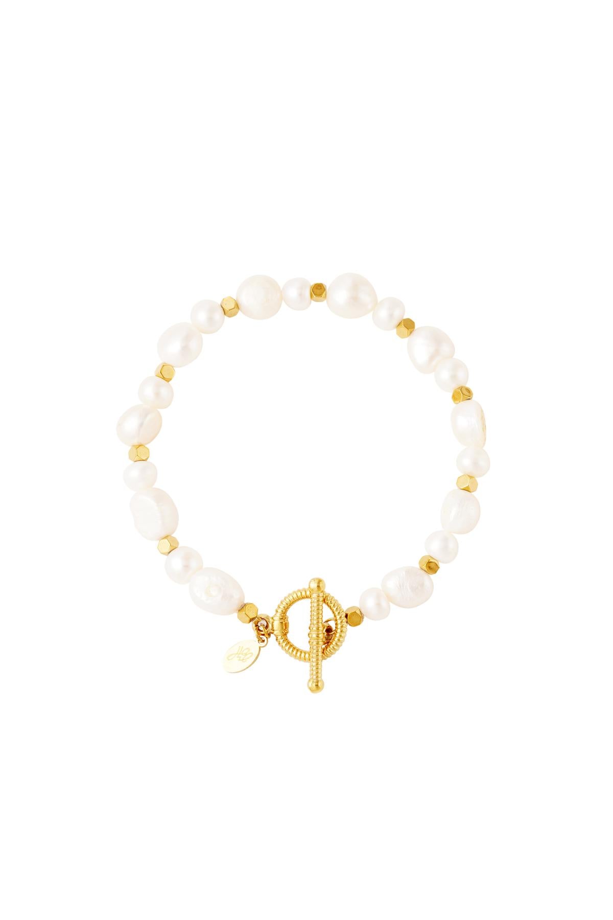 Bracciale perle in acciaio inossidabile Gold Stainless Steel