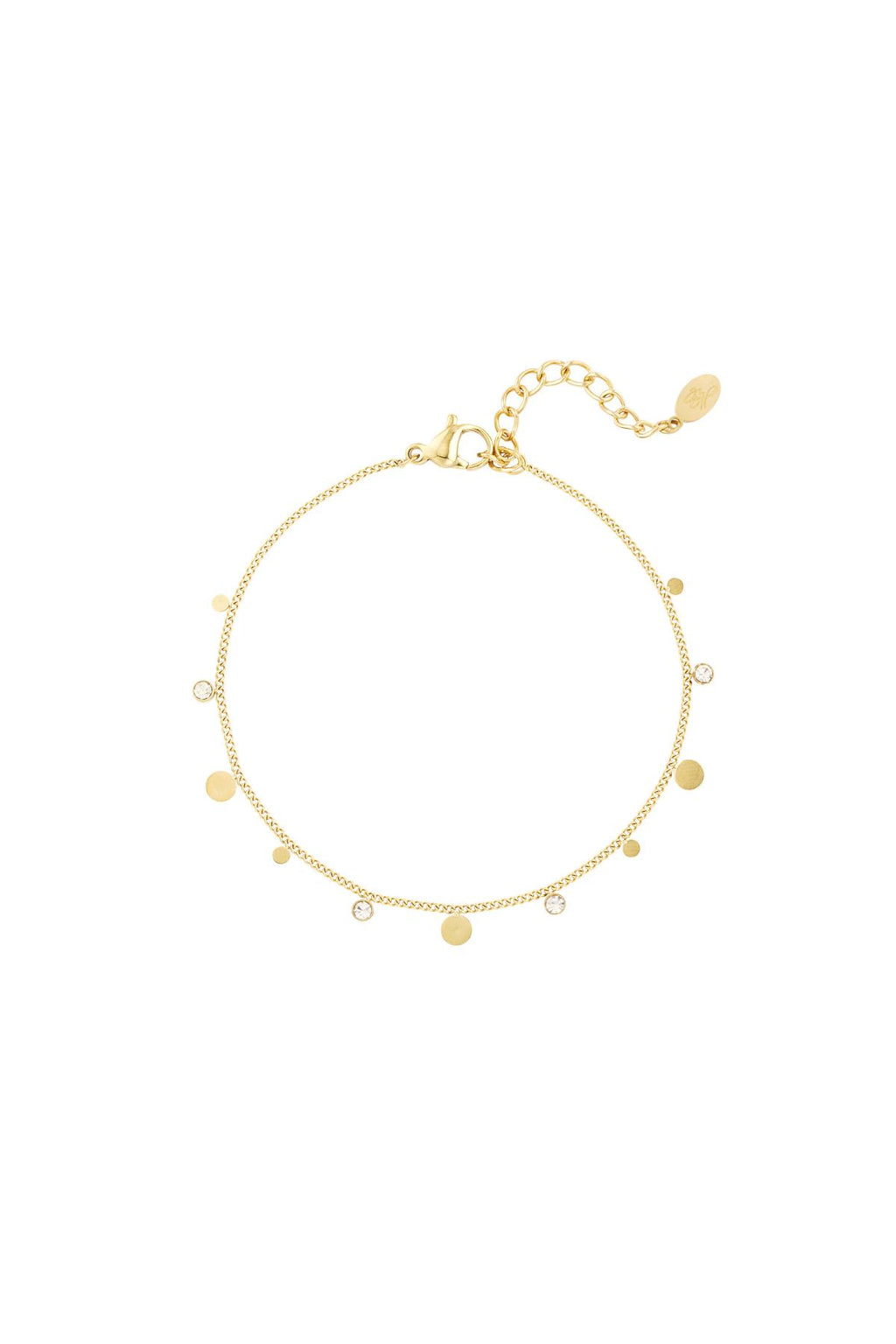 Bracciale semplice con dettagli in strass Gold Stainless Steel