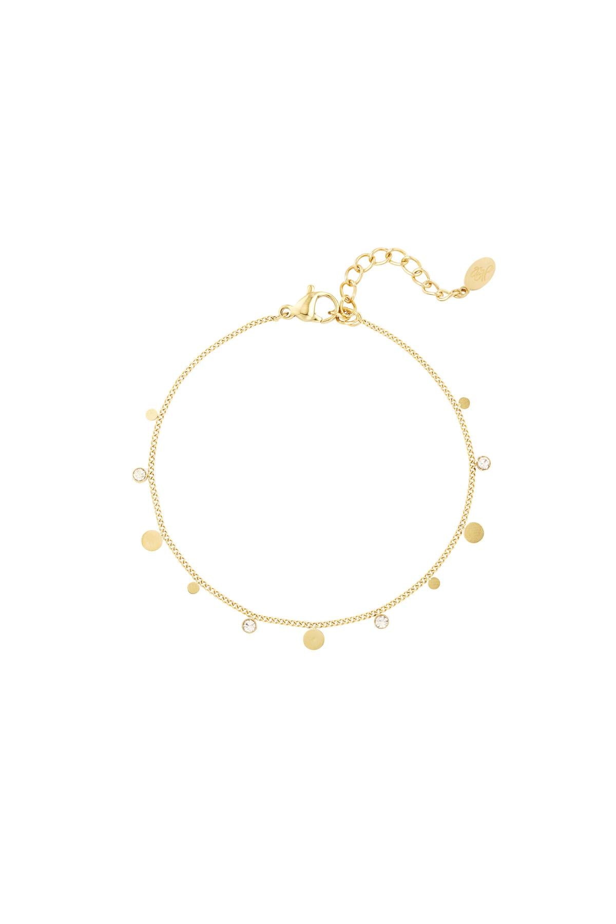 Bracciale semplice con dettagli in strass Gold Stainless Steel