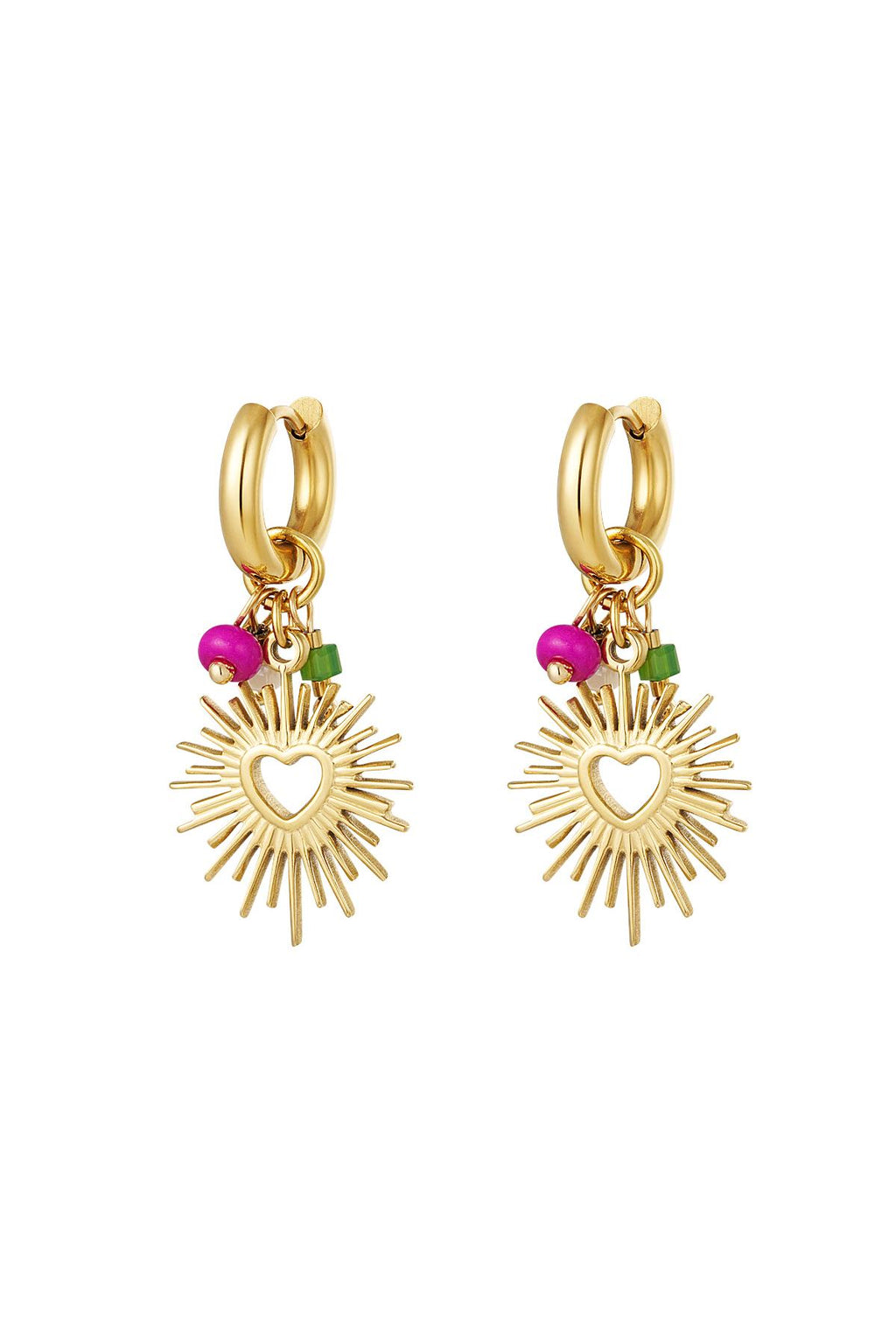 Orecchini con cuore e perline Gold Stainless Steel