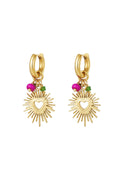 Orecchini con cuore e perline Gold Stainless Steel