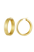 Orecchini a cerchio a coste Gold Stainless Steel