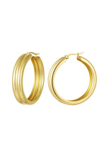 Orecchini a cerchio a coste Gold Stainless Steel