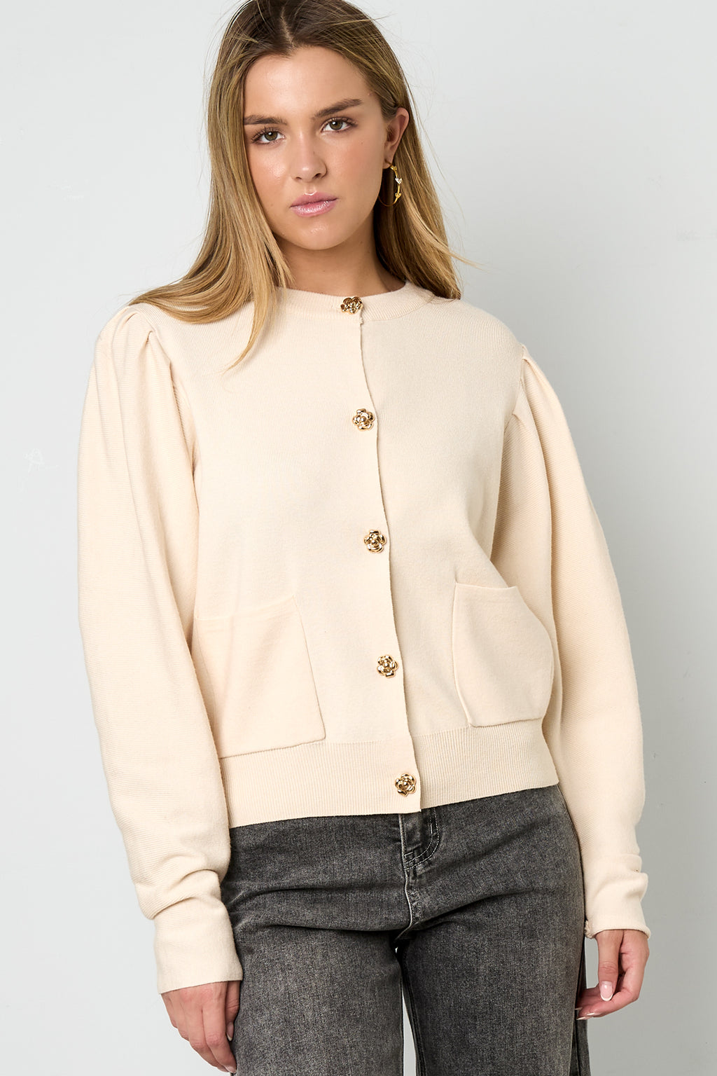 Cardigan di Viscosa Intrecciata Donna Autunno/Inverno Casual Colore Solido