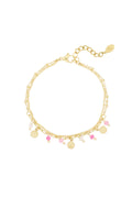 Bracciale con monete e perline - rosa/Colore oro 