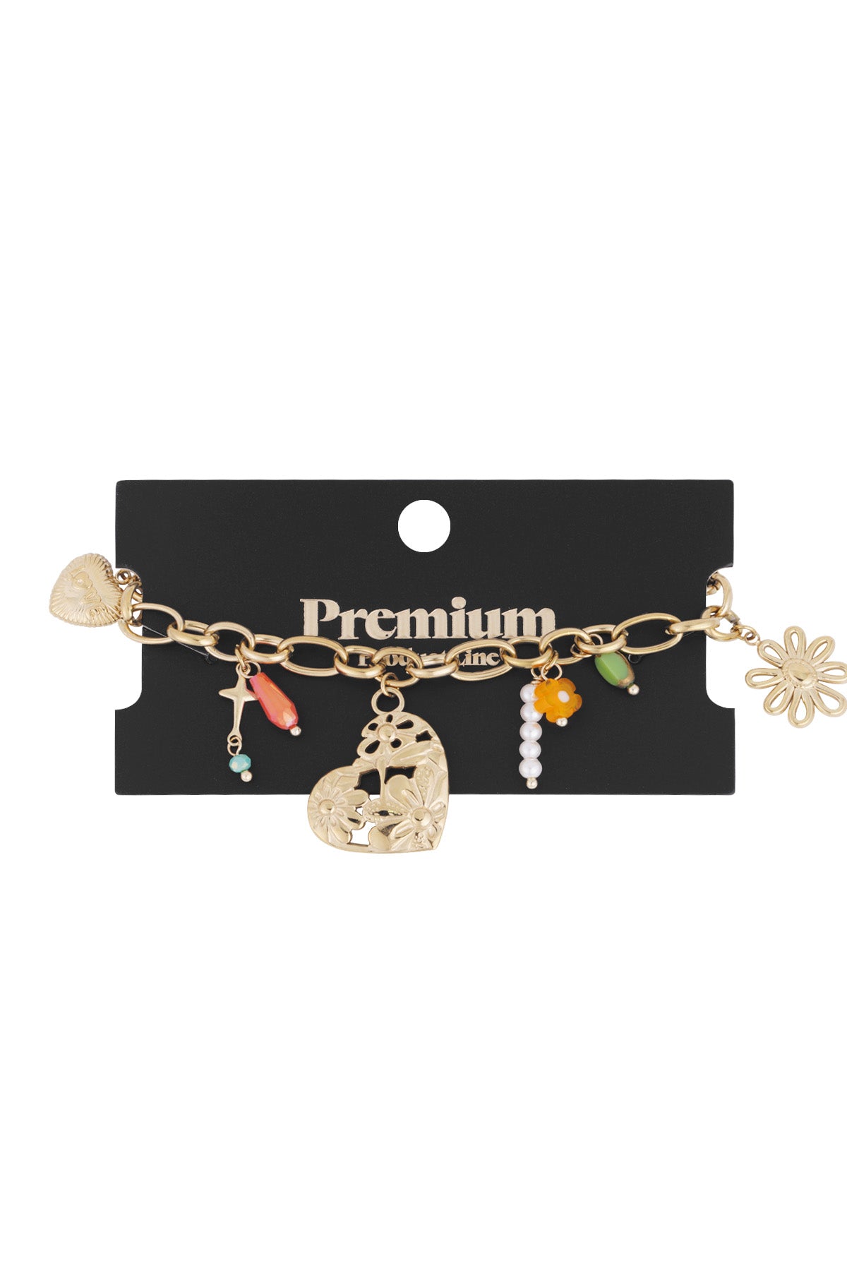 bracciale a maglie con grandi ciondoli