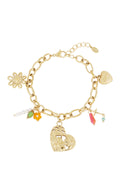 bracciale a maglie con grandi ciondoli