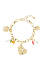 bracciale a maglie con grandi ciondoli