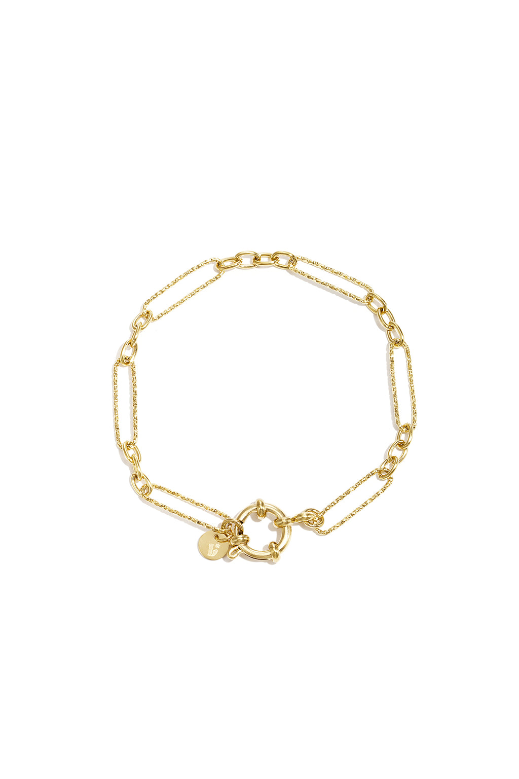 Bracciale con chiusura frontale e maglie di forme diverse