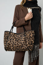 Borse tote con stampa leopardata, casual, in cotone, accessori quotidiani