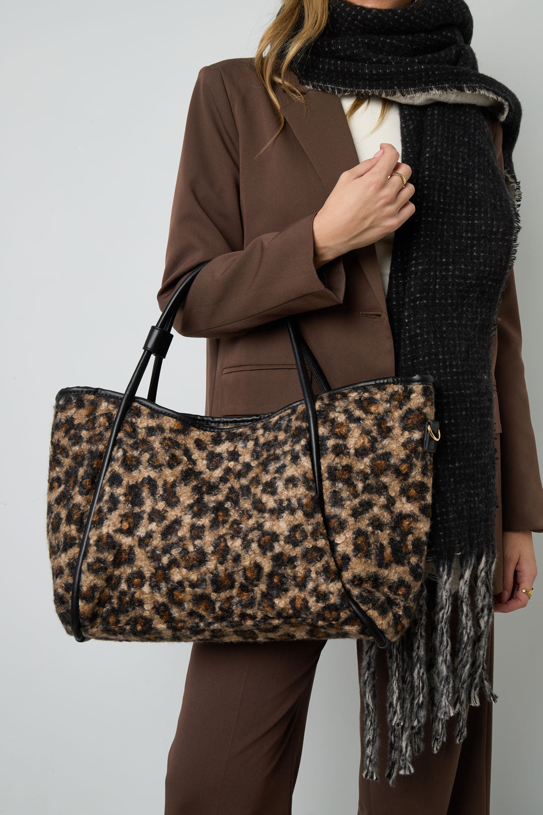 Borse tote con stampa leopardata, casual, in cotone, accessori quotidiani