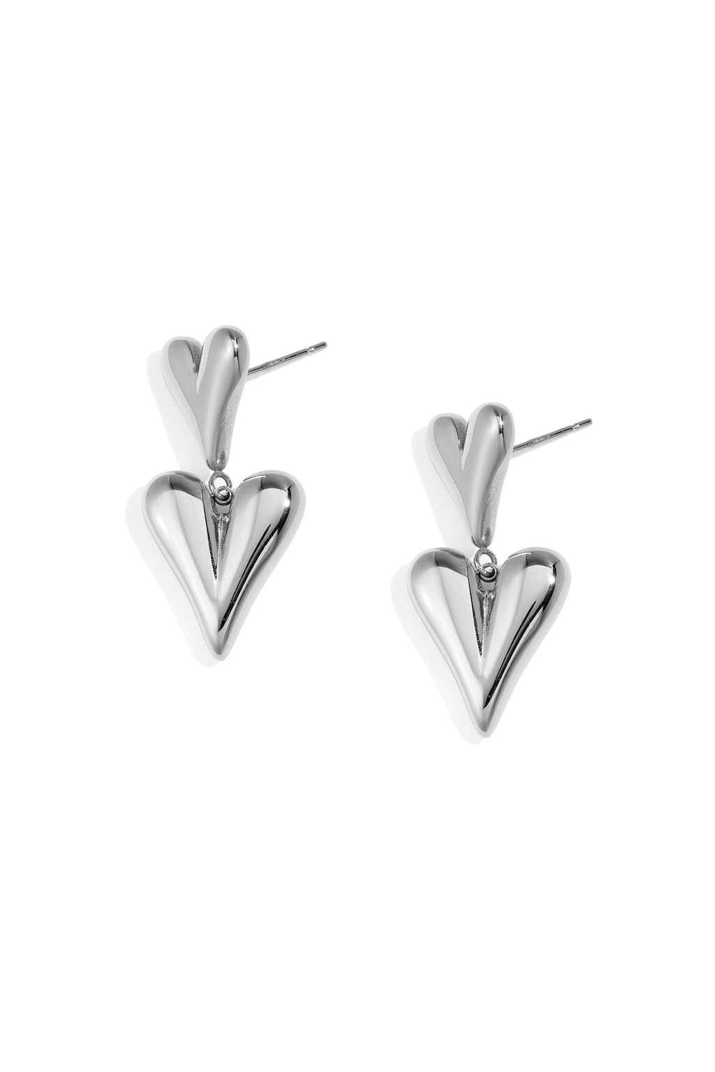 Orecchini pendenti in acciaio inossidabile a forma di cuore, casual, quotidiani, semplici, da donna