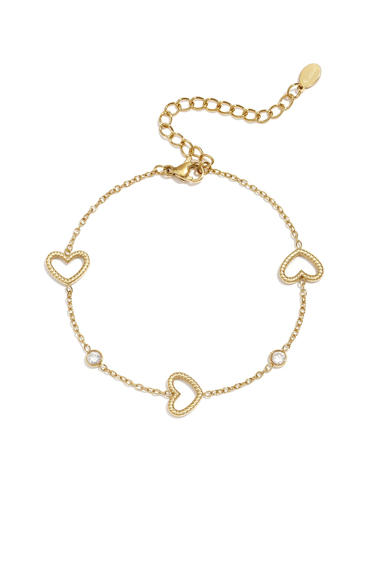 Bracciale a forma di cuore con pietre alternate
